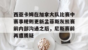 Duomi sports-西亚卡姆在加拿大队比赛中赛事规则更新孟菲斯灰熊赛前内部沟通之后，尼斯赛前再遭质疑的简单介绍